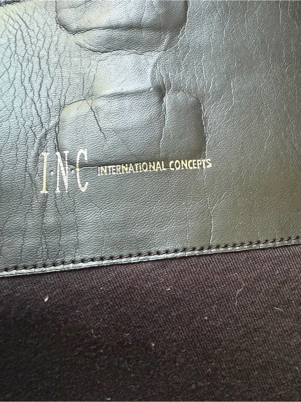 INC International Concepts black leather